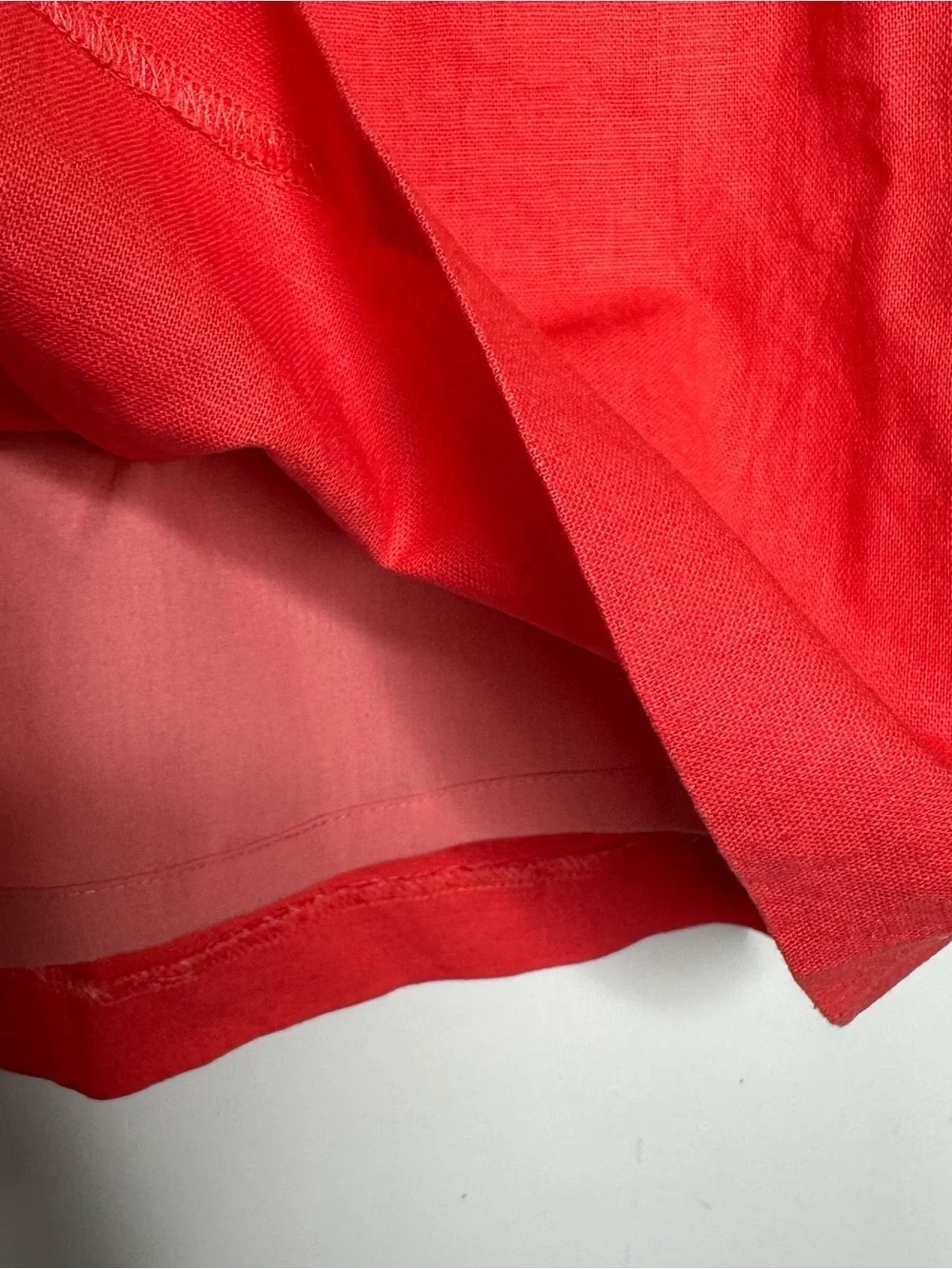 J. Crew Factory Coral Linen Blend Smocked Waist Skirt Size 14